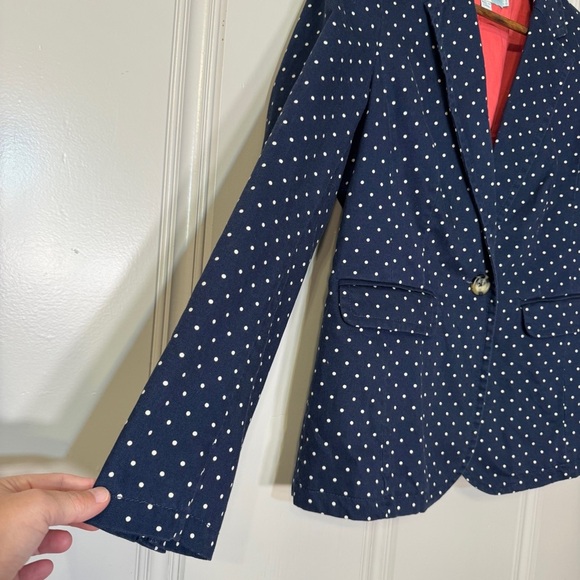 Boden Navy Polka‎ Dot Preppy Lined Blazer size 6 R - Picture 6 of 15